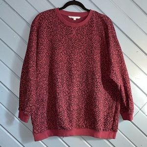 The Nines x Hatch burgundy leopard print cozy sweatshirt